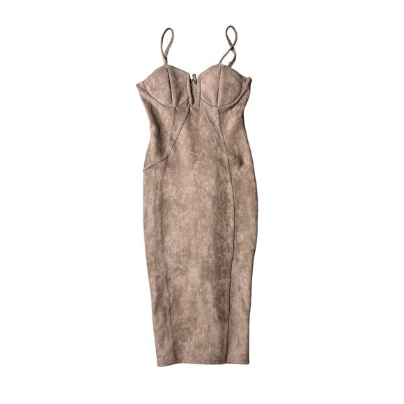 other Dresses & Skirts - Suede look bodycon midi dress taupe size small